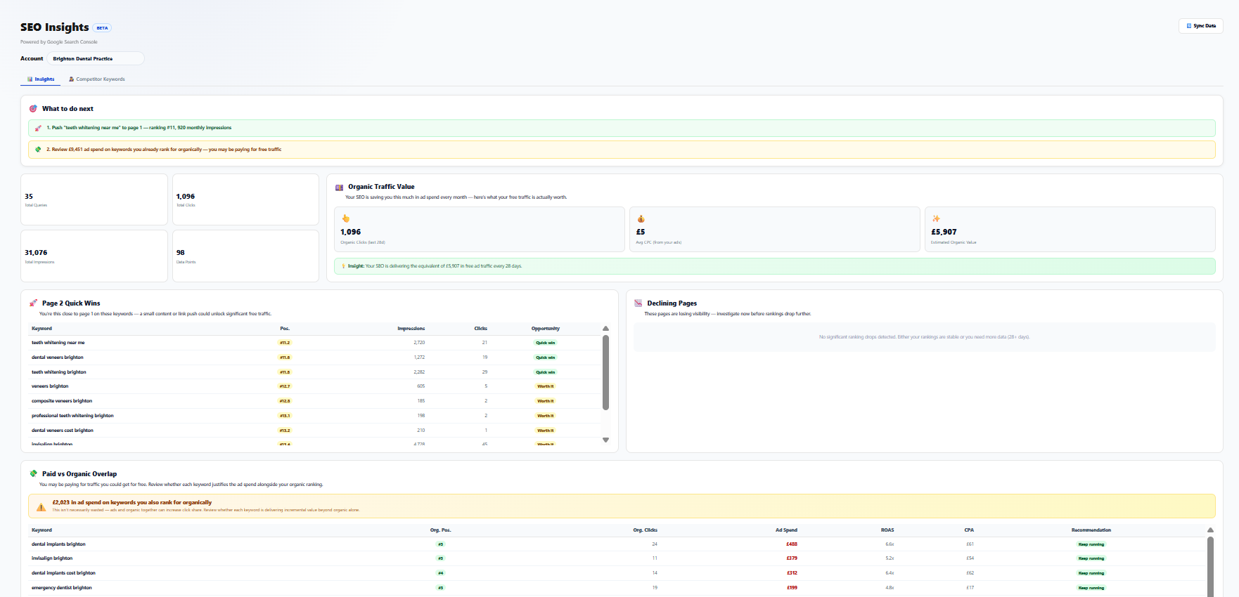 SEO Insights screenshot